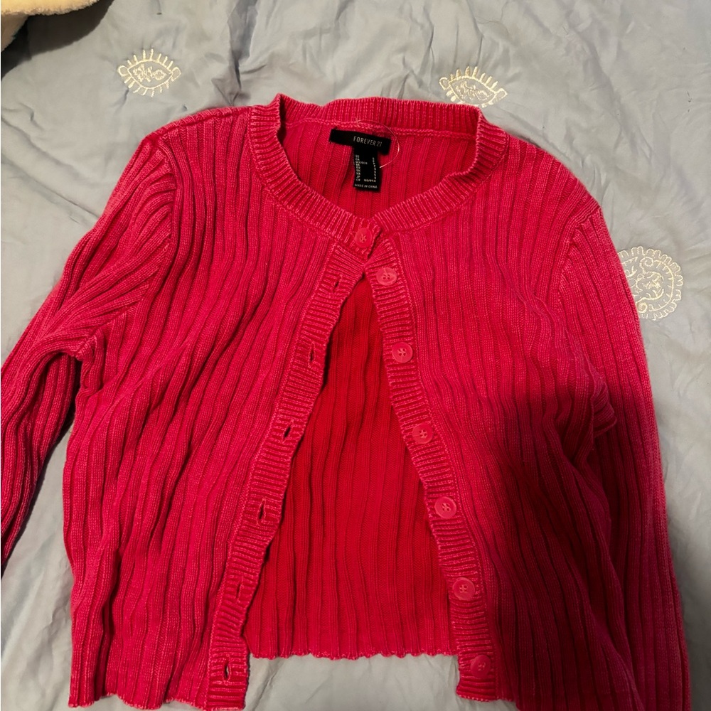 Pink cropped cardigan